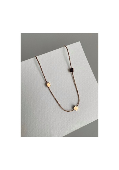 Çelik Rose Gold Küp Zincir Lavella Kolye -kararma Yapmaz- Pembe