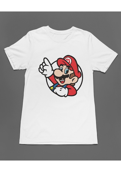Bumeta Süper Mario Atari Unisex Tişört T-shirt Beyaz
