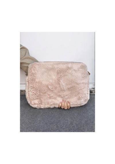 Plush Studıo 13-13.3-14 Inch Peluş Macbook, Laptop Çantası, Pudra Toscase Askısız 36x26cm Pembe Pembe