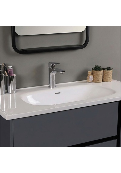 Kobos Linear 100 Cm Banyo Dolabı Seti Füme Kobos Linear 100 Cm Banyo Dolabı Seti Füme