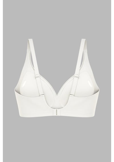 Cottonhill Seamless Bra - Slight Krem Lazer Kesim Dikişsiz Dilim Detaylı Balensiz Kadın Sütyen Krem