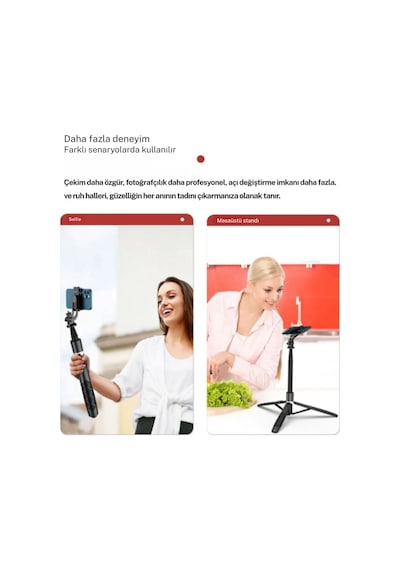 Uzaktan Kumandalı 156 Cm Alüminyum Tripod Ve Selfie Çubuğu Telefon, Kamera, Işık Ve Gopro Uyumlu