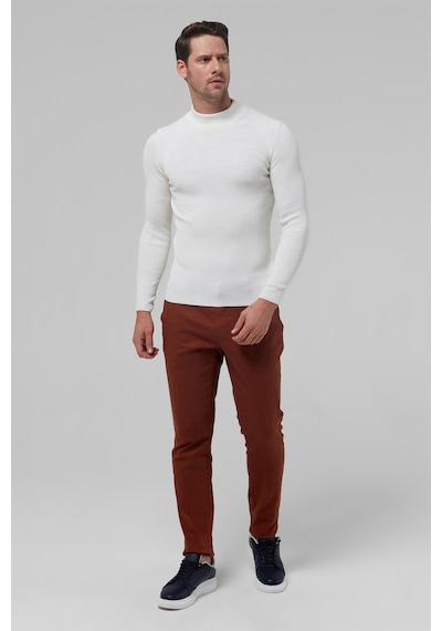 D's Damat Slim Fit Ekru Rib Örgü Pamuk Karışımlı Triko Kazak 1ec060631770m Ekru