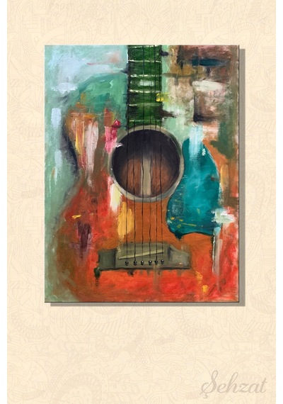 Dikey Kanvas Duvar Tablosu Tekli Salon Mutfak Yatak Odası Ofis Soyut Gitar Klasik Akustik Müzik