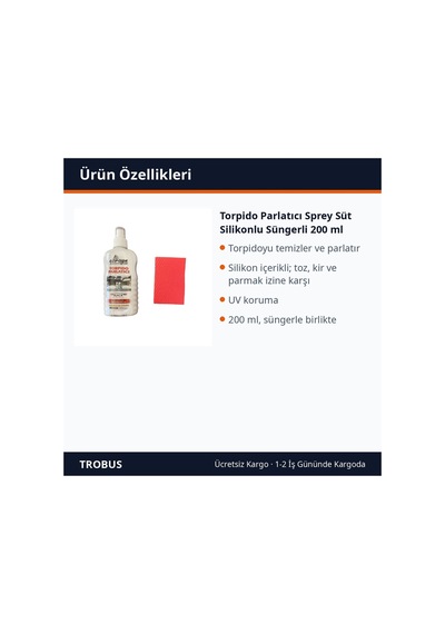 Trobus Torpido Parlatıcı Sprey Süt Silikonlu Süngerli 200 Ml