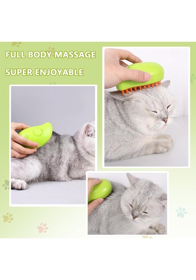 Yeşil Kedi Sis Fırçası Üçü Bir Arada Masaj Kedi Tarak Su Kendi Kendini Temizleyen Kedi Fırçası Şarj Edilebilir Silikon Kedi Bakım Tarağı