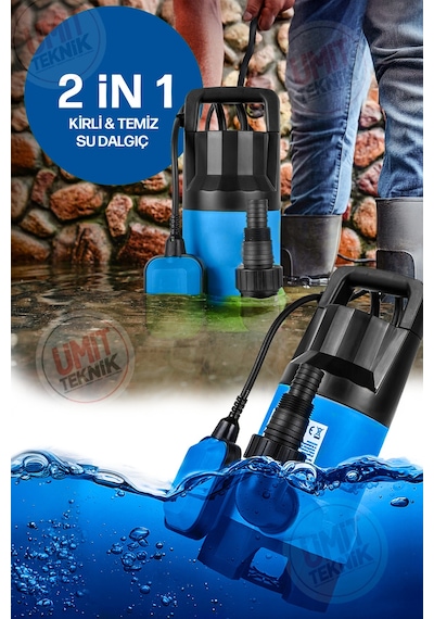 Şamandıralı Kirli- Temiz Dalgıç Pompası Yüzme Havuzu Gölet Sel Su Aktarma Su Boşaltma Pompası 1"550w