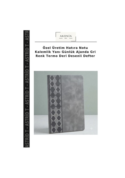 Özel Üretim Hatıra Notu Kalemlik Yanı Günlük Ajanda Gri Renk Termo Deri Desenli Defter Çok Renkli