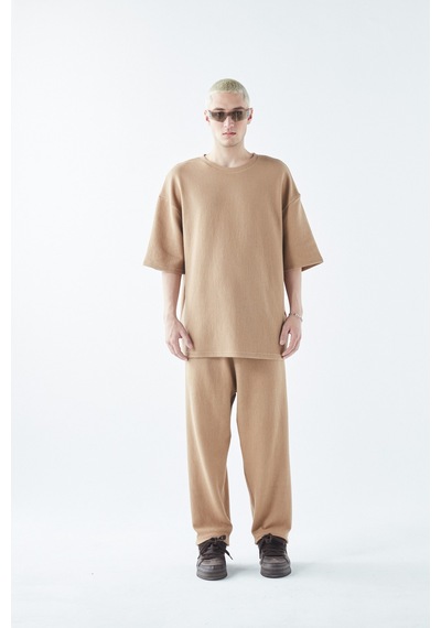 Oversize Basıc Triko Eşofman Takım Vizon