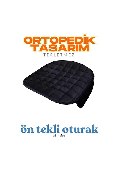 Siyah Kadife Yüzeyli Ön Tekli Araba Oturak Minderi Kaymaz, Evrensel Uyumlu Konforlu Tasarım