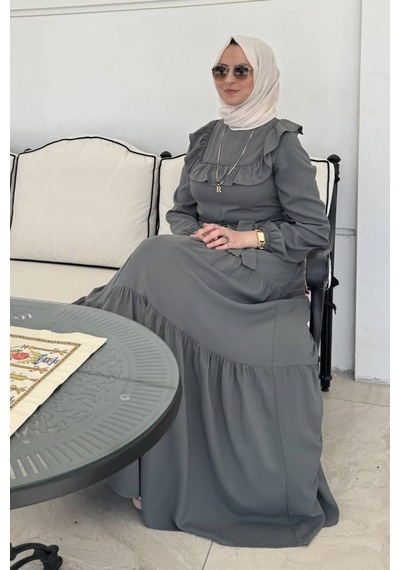Rabia Şamlı Bade Elbise Küf Yeşili Normal