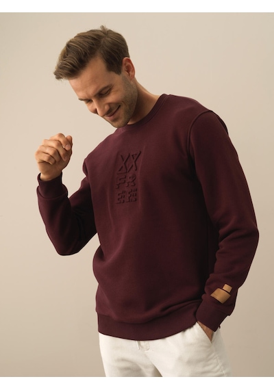 Xint Bordo Pamuk Dokulu Regular Fit Sweatshirt 300306