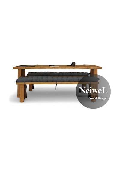 Neiwel Tier Doğal Ahşap Banklı Toplantı Masasıı x 80 x 200 Açık Ceviz