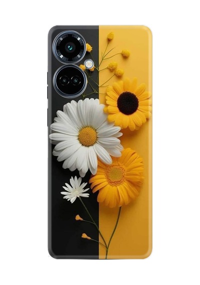 Tecno Camon 19 Pro Kılıf Boutique Baskılı Resimli Sarı Beyaz Çiçek Pcode -044