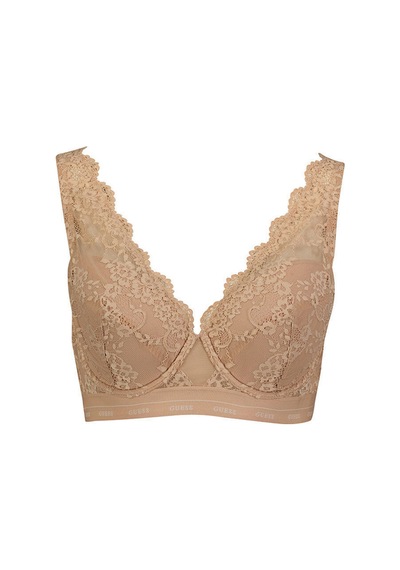 Guess Jane Padded Logo Yazı Detaylı Sütyen Kahverengi