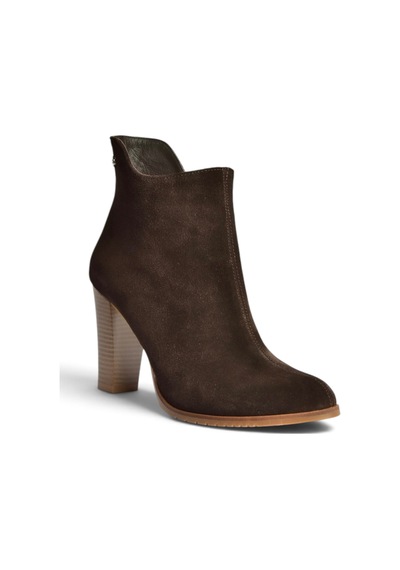 Fox Shoes Z654047961 Kahverengi Hakiki Deri Süet Kalın Topuklu Kadın Bot