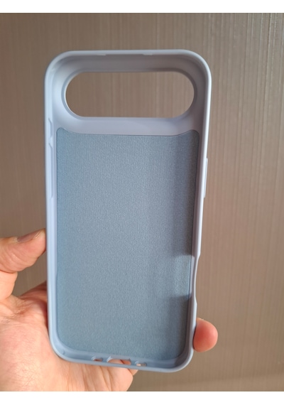 Apple Uyumlu iPhone 17 Air Logolu İçi Kadife Silikon Lansman Kılıf Bebe Mavi