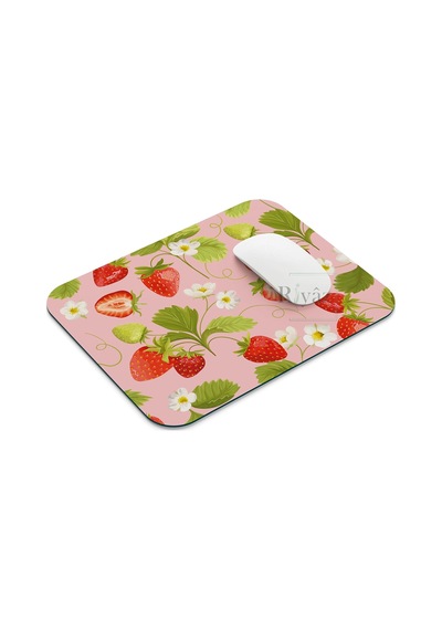 Çilek Desenli - Dikdörtgen Mouse Pad, 17,5 Cm X 21,50 Cm