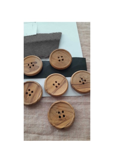 Tahta Agaç Düğme 28 Mm 6 Adet