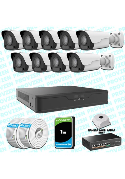 Provzen Unv 9 Kameralı Ip Full Hd Güvenlik Kamerası Seti