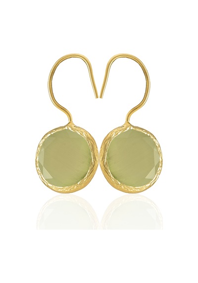 Kadir Jewellery 22 Ayar Altın Kaplama Kadın Taşlı Küpe -el İşçiliği Ve Hipoalerjenik Küpe -e01 Altın - Zeytin Yeşili