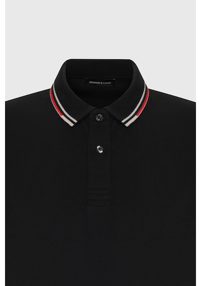 Ac&co Erkek Sıyah Slim Fit Dar Kesim %100 Pamuk Polo Yaka Tişört Siyah