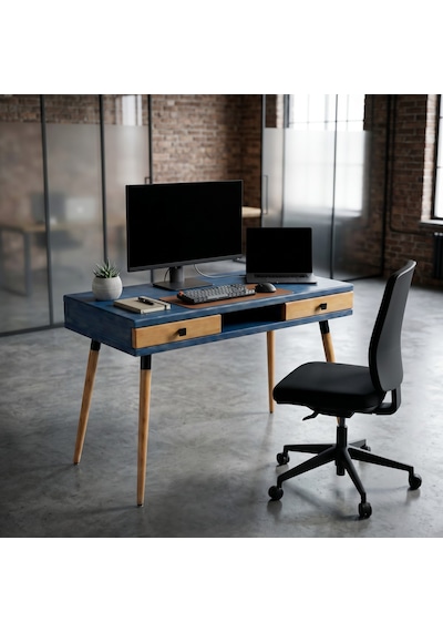 Mobenta Modest Desk: Masif Çalışma & Laptop Masası 2 Çekmece 1 Bölme - 120x60 Ig-tk Mavi-ahşap Mobenta Modest Desk: Masif Çalışma & Laptop Masası 2 Çekmece 1 Bölme - 120x60 Ig-tk Mavi-ahşap