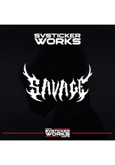 Savage Kask Sticker Tüm Kasklar Uyumlu Tek Yön 1 Adet Beyaz