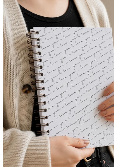 A5 Spiralli Sert Kapak 120 Yaprak Bullet Journal Not Defteri, Kareli, Gri Love, Bj-k001 Çok Renkli