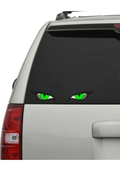 Arabadan Bakan Ilginç Yeşil Gözler 1 Çift 10 Cm Sticker Etiket