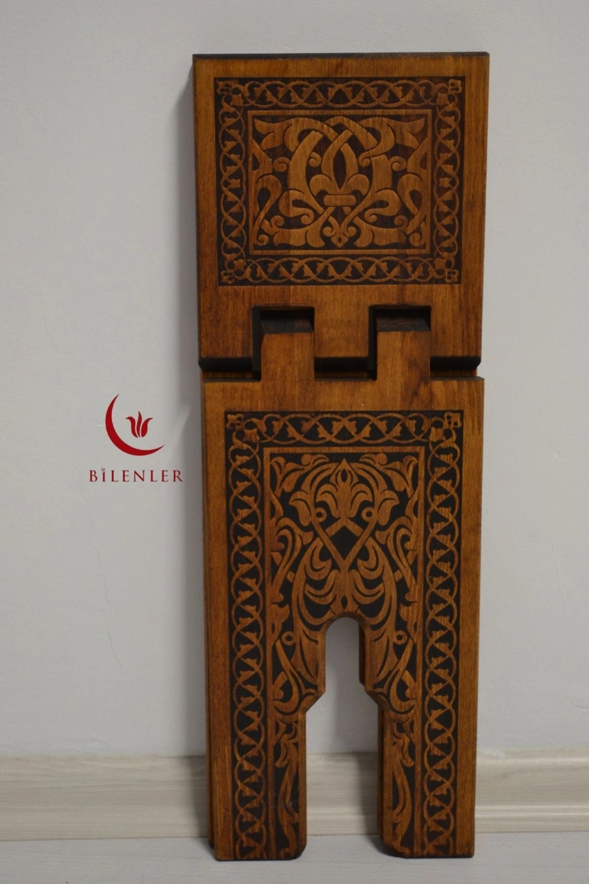 Kur An-ı Kerim Rahlesi Selçuklu Büyük Boy 18x65cm Yakma İşçilikli