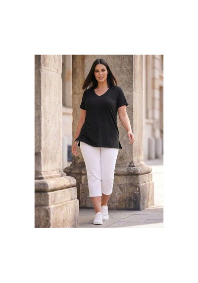 Hanezza Kadın Büyük Beden V Yaka Yanı Yırtmaçlı Pamuklu Viskon T- Shirt Serifikalı Kumaş Siyah - 30798238 Siyah Hanezza Kadın Büyük Beden V Yaka Yanı Yırtmaçlı Pamuklu Viskon T- Shirt Serifikalı Kumaş Siyah - 30798238 Siyah