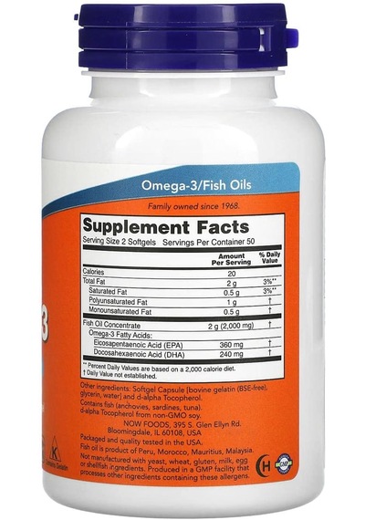 Now Foods Omega-3 Fish Oil 1000 Mg 180 Epa / 120 Dha 100 Softgels Usa Menşeii Dmmedicineden Orijinal