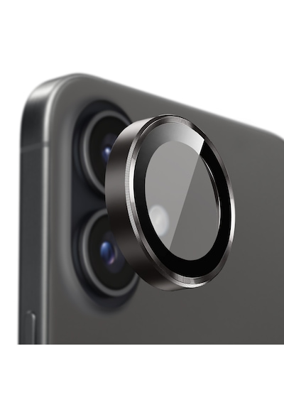 Buff Apple Uyumlu iPhone 16 Plus Metal Kamera Lens Koruyucu Black