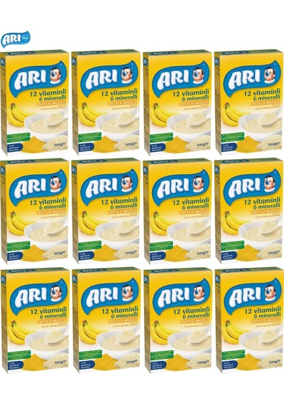 Arı Mama Pirinç Unu 200Gr Sütlü-Muzlu 12 Vitminli 6 Minarelli (12