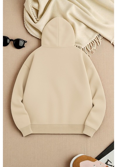 Uyguntarz Unisex Eriyen Kalpler Tasarım Basklı Sweatshirt Bej