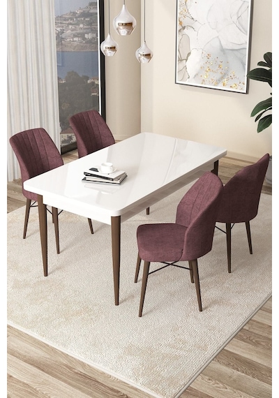 Canisa Concept Arp Serisi 70x110 Sabit Mutfak Masası Takımı Beyaz Ceviz Masa 4 Gül Kurusu Sandalye Masa Beyaz/ Sandalyeler Gülkurusu Canisa Concept Arp Serisi 70x110 Sabit Mutfak Masası Takımı Beyaz Ceviz Masa 4 Gül Kurusu Sandalye Masa Beyaz/ Sandalyeler Gülkurusu