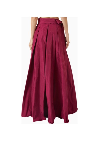 Pinko Belted Maxi Skirt Lüks, Taffeta Etek Tonal Kemer Detaylı Kırmızı