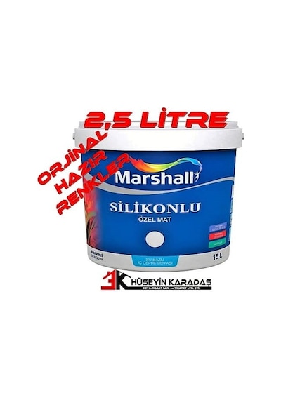 Marshall Silikonlu Özel Mat Tam Silinebilir Plastik Boya 2,5 Lt