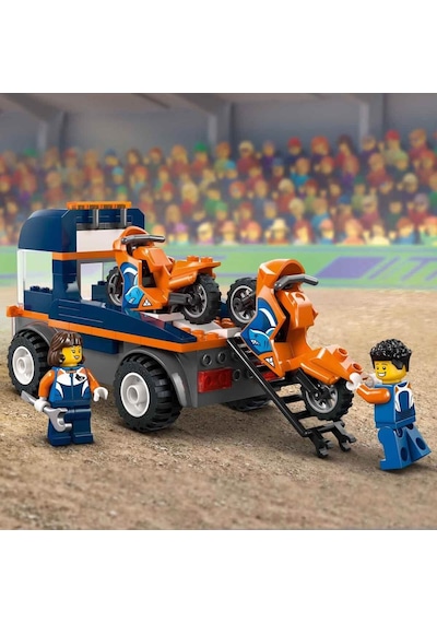 Lego City Motosiklet Taşıyıcı - Oyuncak Araç Yapım Seti - Açık Kasa Kamyon - 2 Minifigür - 60491