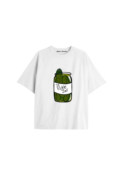 Kalic Studio Y2k Vintage Pickles Baskılı Beyaz T-shirt Kod 219 Beyaz-219