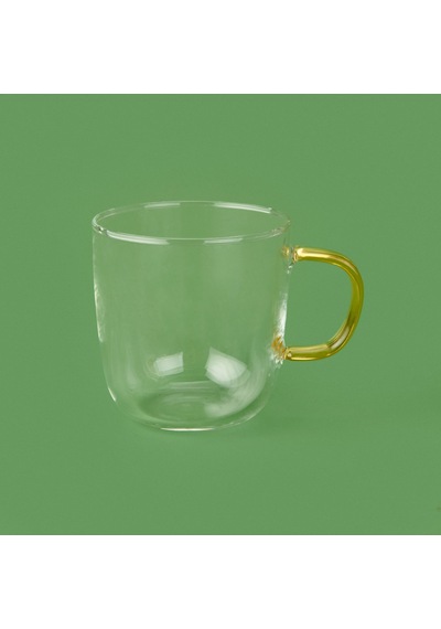 Delii Glassware Renkli Kulplu Borosilikat Cam Kupa - Asorti - 450 Ml