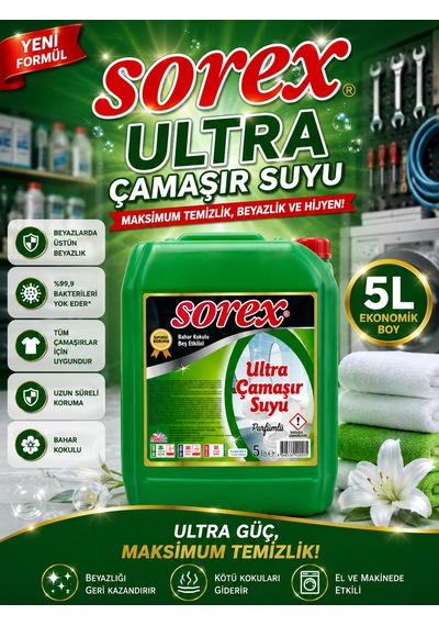 Sorex Ultra Çamaşır Suyu 5 L Güçlü Temizlik Tekli