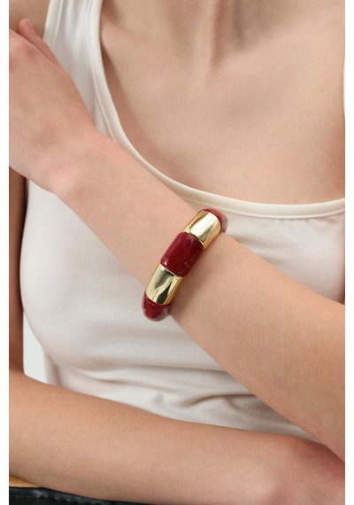 Bordo Gold Detaylı Bileklik