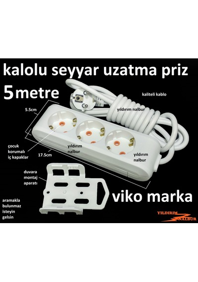 Viko Seyyar Kablo 5metre Uzatma Kablo Çocuk Kor Uzun Kablo Beş Me