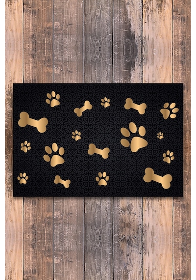 Evaşk  Vinil Kaymaz Tabanlı Keçe Baskılı Evcil Hayvan Pet Mama Paspası 40x60 Renk KEMİK PM20LKE