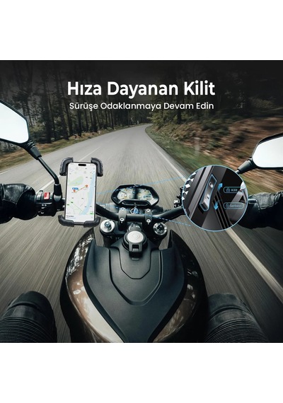 Bix Bph02 Gidon Bağlantılı 360 Ayarlanabilir Bisiklet Ve Motosiklet Telefon Tutucu Titreşim Önleyici Güçlü Tutuşlututucu Siyah