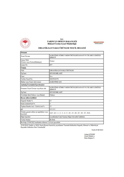 Agrotime Leo Sıvı Humik Asit 5 Lt