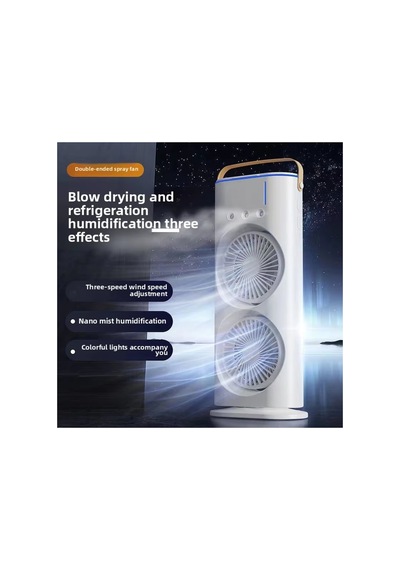 Yeni 3 Delik Çift Kafa Sprey Dönebilir Fan Nemlendirme Soğutma Usb Powered Mini Masaüstü Hava Soğutucu Beyaz - 869380807