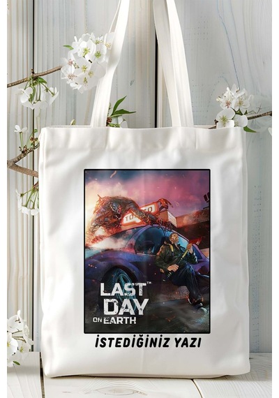 Art Hediye Last Day On Earth Mobil Oyun Baskılı Bez Çanta Omuz Çantası Çift Tafaflı Baskı Kişiye Özel 3 Çok Renkli